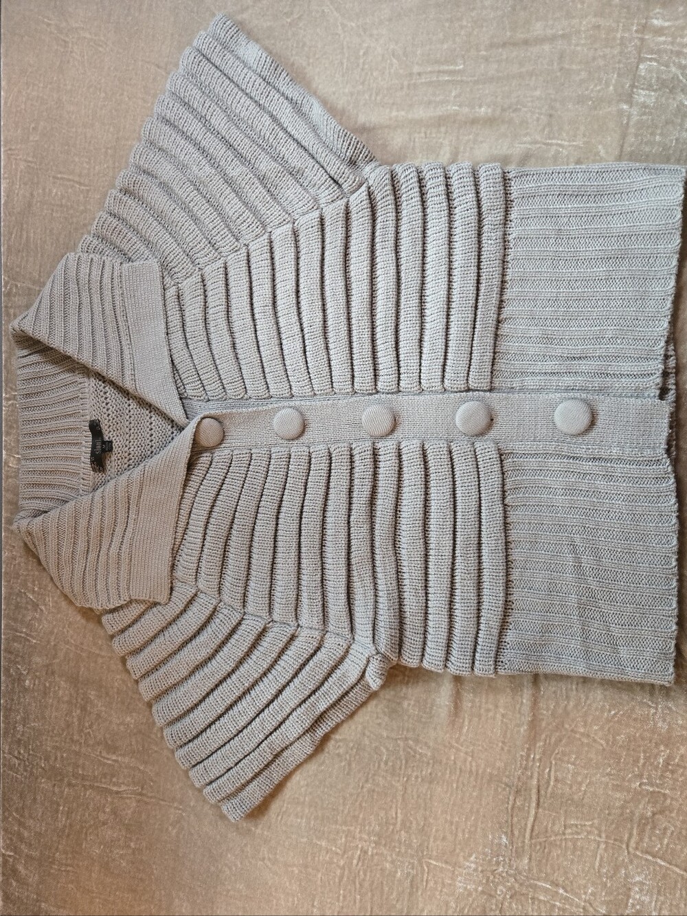 Sioni Ribbed Short-sleeve Cardigan - Cozy Chic Button-front Sz M - Picture 7 of 12